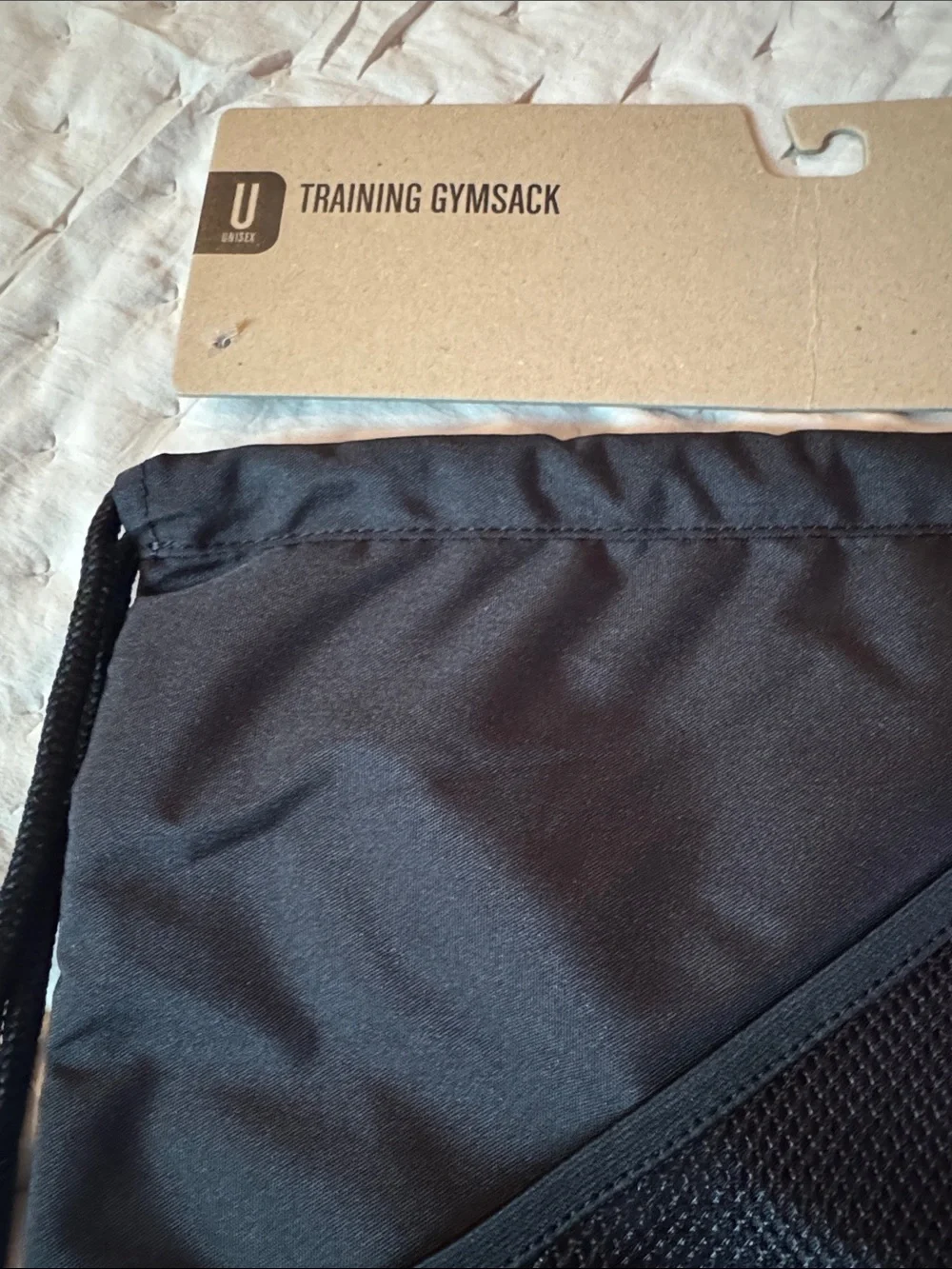Reebok Black Mesh-Front pocket Drawstring Gym Sack
